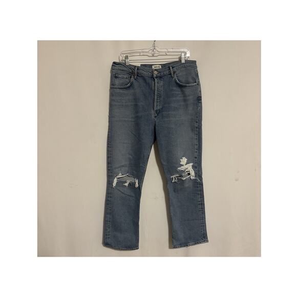 Agolde Jeans 32 Blue Riley High Rise Straight Crop New - Picture 1 of 12